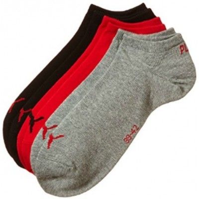 Pack de 3 pares de calcetines Puma Invisible Rojo / Gris / Negro