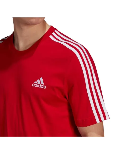 Adidas T-shirt Essentials 3 Strisce Rosso Bianco |Padel offers