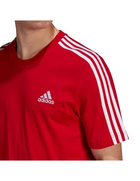 Camiseta Adidas Essentials 3 Franjas Rojo Blanco | Ofertas de pádel