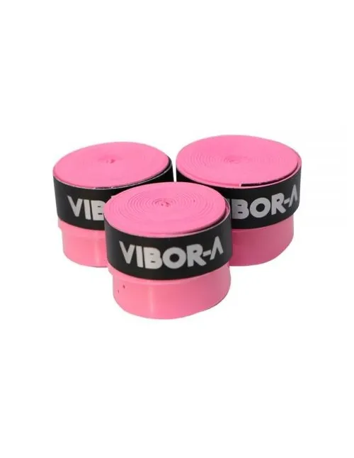Pack 3 Overgrips Vibor-A Microperforado Rosa Fluor | Ofertas de pádel