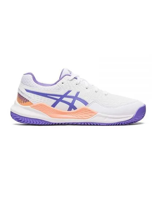 Asics Gel-Resolution 9 Gs Clay Blanco Morado Junior 1044A068-101 | Ofertas de padel