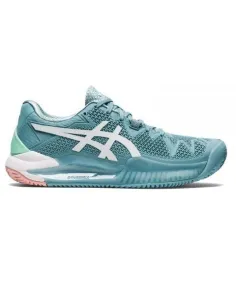 Asics Gel-Resolution 8 Clay Azul Blanco Mujer | Ofertas de pádel